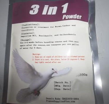 All-In-One 100gr Pigeon & Bird Treatment – Coccidiosis, Canker, Worms, Respiratory Powder